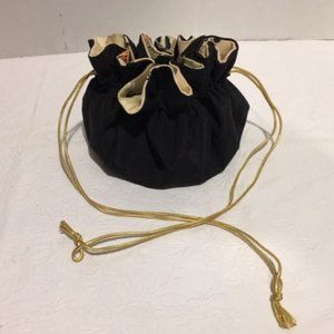 Cloth Jewelry Storage Drawstring Travel Pouch w/ Gold Drawstring